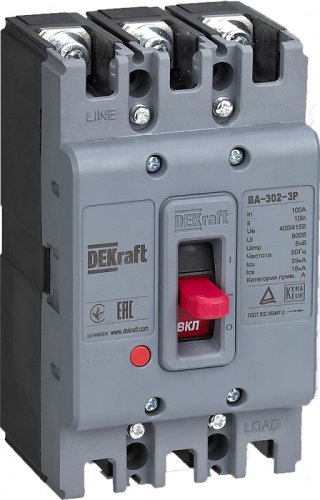 Выключатель автоматический в литом корпусе DEKraft ВА-302 3п 40А 25кА  картинка